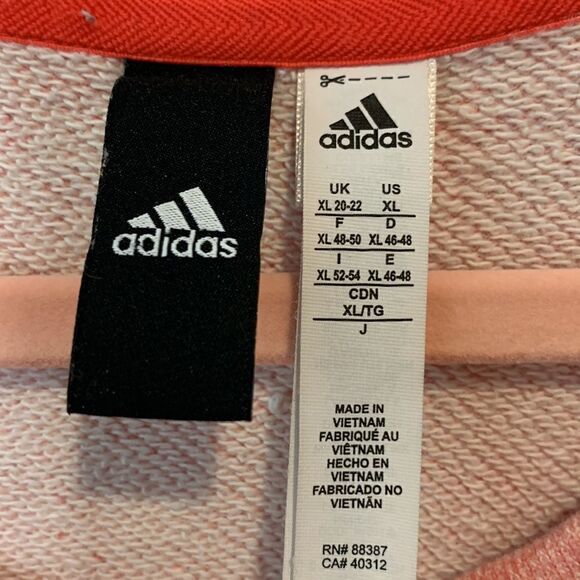 Adidas Sweatshirt Short Sleeve Three Stripe Details Pink Size XL - Picture 7 of 9